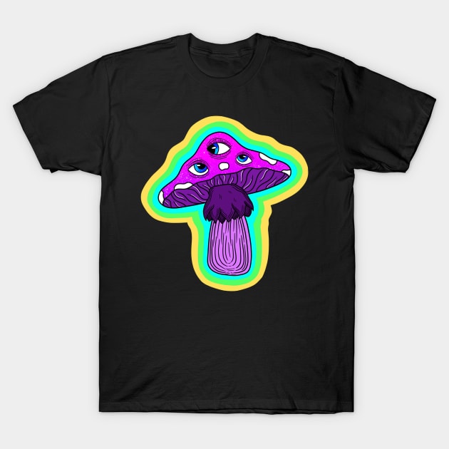 Blue Mushroom Sees All T-Shirt by Ur Local Hippie